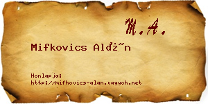 Mifkovics Alán névjegykártya